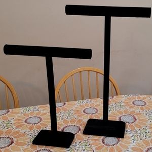 2 Black Velvet T Bar Jewelry Display for Necklaces